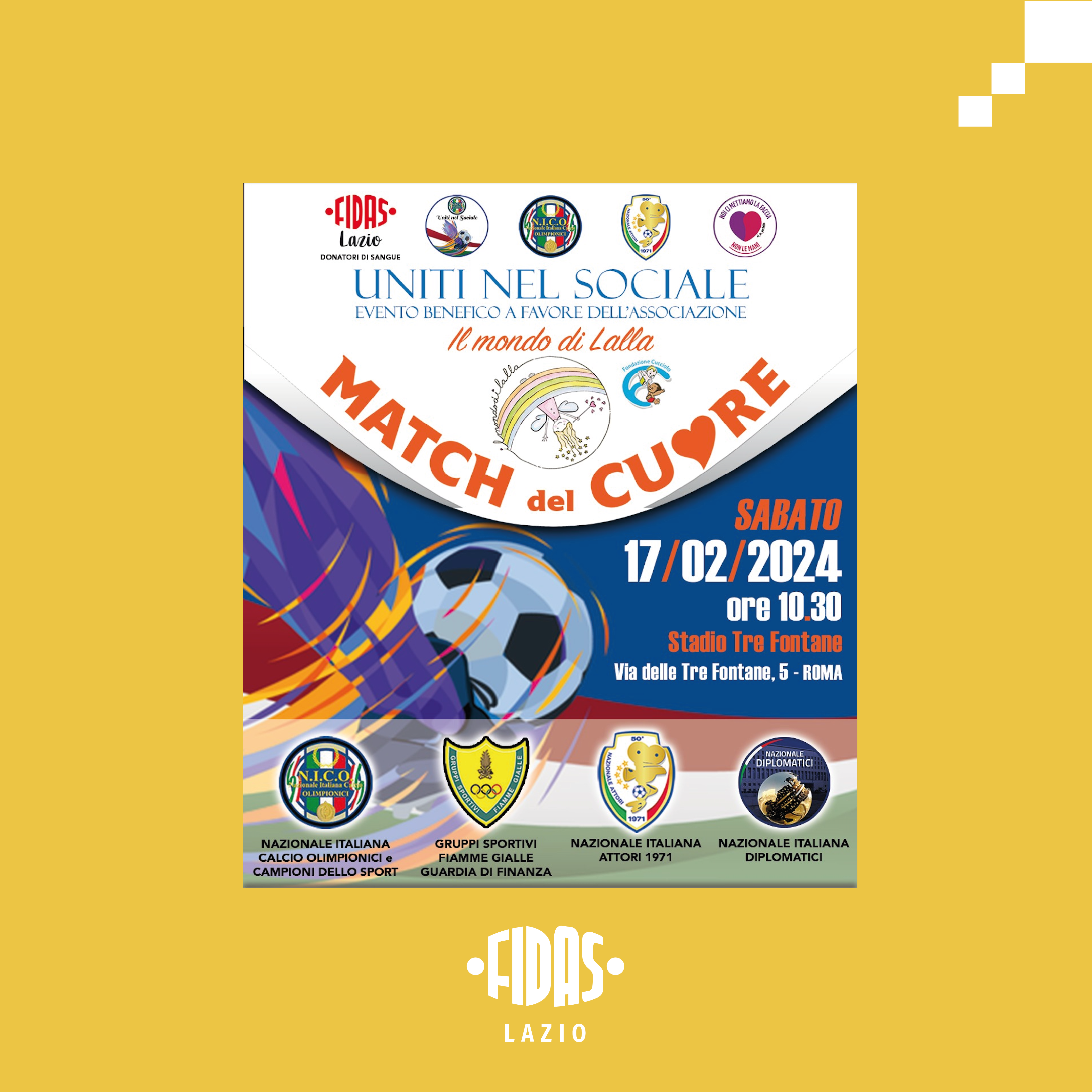 Match del cuore Fidas Lazio 1080x1350 giallo